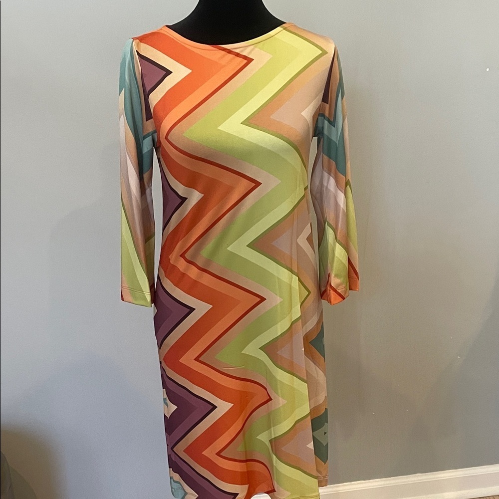 Multicolor Zigzag Shift Dress - Women's xs new with tags - retro looks